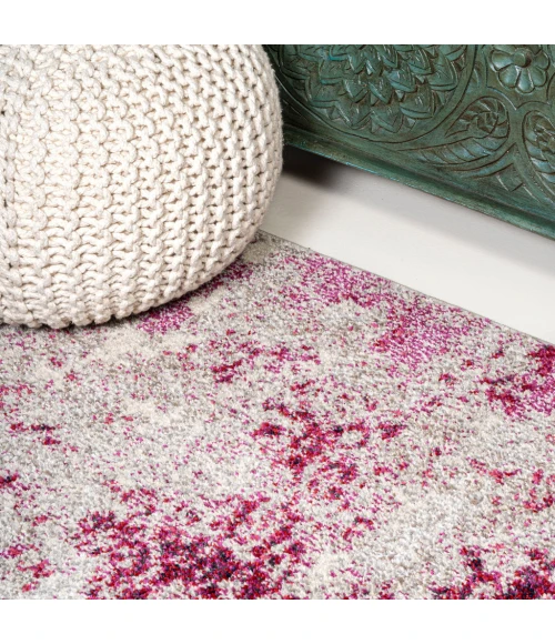 Contemporary POP Modern Abstract Vintage Faded Maroon/Gray 5 ft. x 8 ft. Area Rug