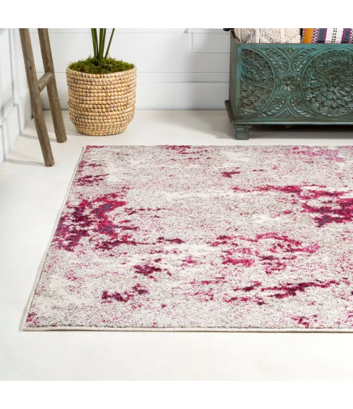 Contemporary POP Modern Abstract Vintage Faded Maroon/Gray 5 ft. x 8 ft. Area Rug