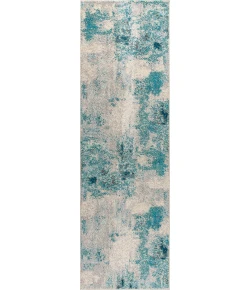 Jonathany Contemporary Pop CTP104A Cream/Blue Area Rug 2 ft. 7 in. X 16 ft. Runner