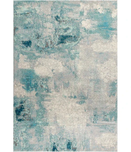 Contemporary POP Modern Abstract Vintage Cream/Blue 4 ft. x 6 ft. Area Rug