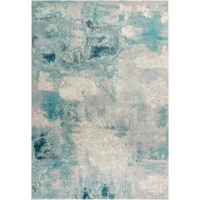 Contemporary POP Modern Abstract Vintage Cream/Blue 9 ft. x 12 ft. Area Rug