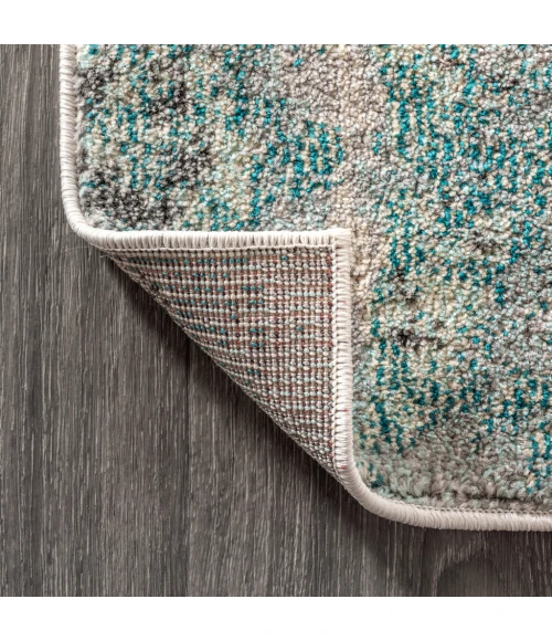 Contemporary POP Modern Abstract Vintage Cream/Blue 4 ft. x 6 ft. Area Rug