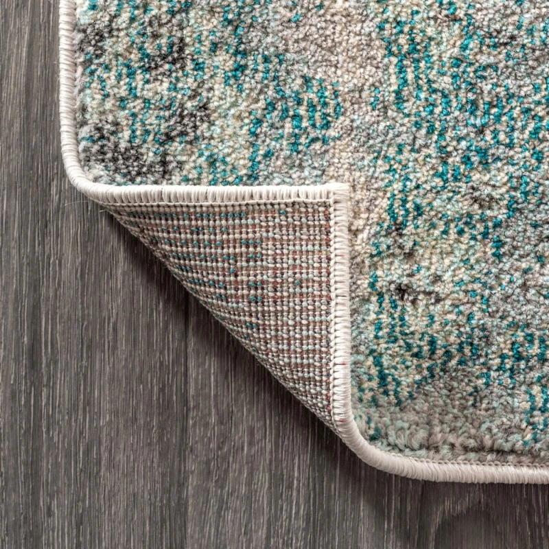 Contemporary POP Modern Abstract Vintage Cream/Blue 8 ft. x 10 ft. Area Rug