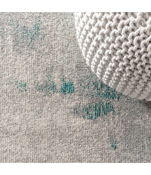 Contemporary POP Modern Abstract Vintage Cream/Blue 4 ft. x 6 ft. Area Rug