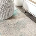 Contemporary POP Modern Abstract Vintage Cream/Blue 8 ft. x 10 ft. Area Rug