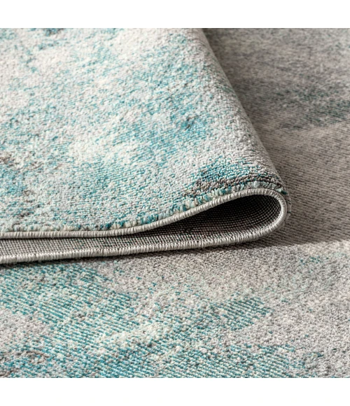 Contemporary POP Modern Abstract Vintage Cream/Blue 4 ft. x 6 ft. Area Rug