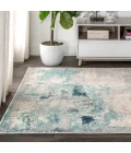 Contemporary POP Modern Abstract Vintage Cream/Blue 4 ft. x 6 ft. Area Rug