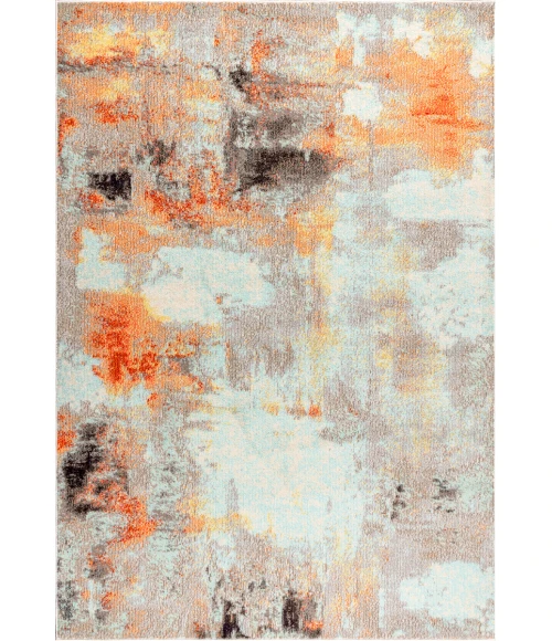 Contemporary POP Modern Abstract Vintage Cream/Orange 8 ft. x 10 ft. Area Rug