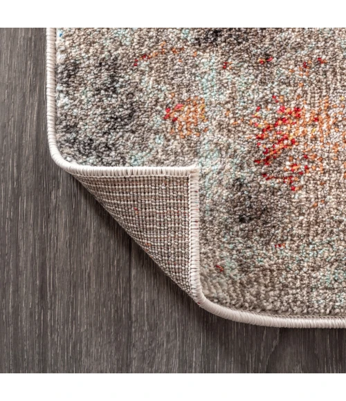 Contemporary POP Modern Abstract Vintage Cream/Orange 8 ft. x 10 ft. Area Rug