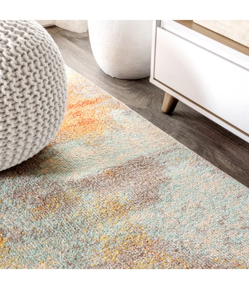 Contemporary POP Modern Abstract Vintage Cream/Orange 8 ft. x 10 ft. Area Rug