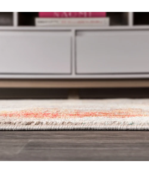 Contemporary POP Modern Abstract Vintage Cream/Orange 2 ft. x 8 ft. Runner Rug