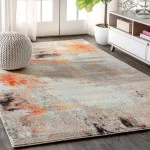 Jonathany Contemporary Pop CTP104B Cream/Orange Area Rug 7 ft. 9 in. X 10 ft. Rectangle