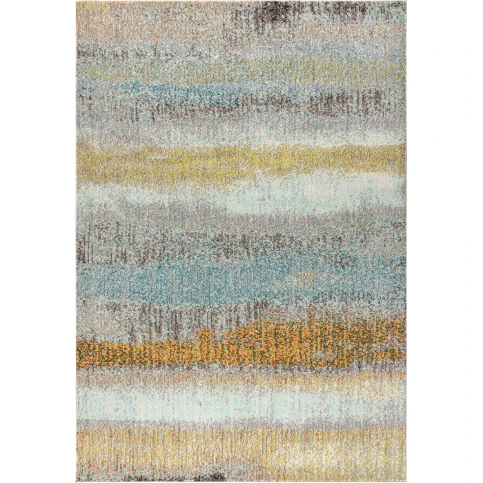 Contemporary POP Modern Abstract Vintage Cream/Yellow 4 ft. x 6 ft. Area Rug