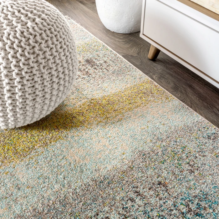 Contemporary POP Modern Abstract Vintage Cream/Yellow 4 ft. x 6 ft. Area Rug