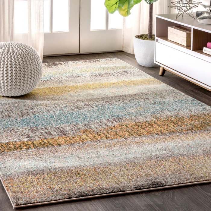Contemporary POP Modern Abstract Vintage Cream/Yellow 4 ft. x 6 ft. Area Rug