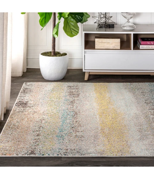 Contemporary POP Modern Abstract Vintage Cream/Yellow 8 ft. x 10 ft. Area Rug