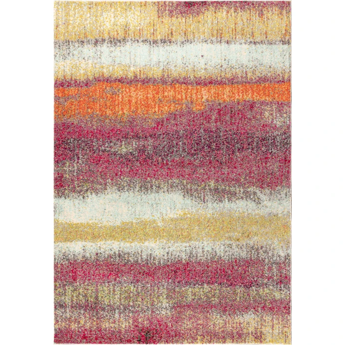 Contemporary POP Modern Abstract Vintage Cream/Pink 4 ft. x 6 ft. Area Rug
