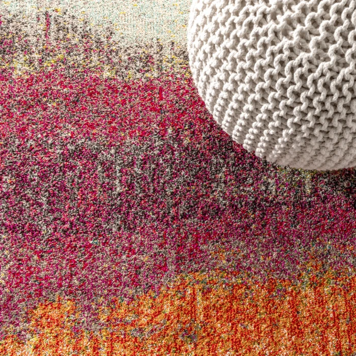 Contemporary POP Modern Abstract Vintage Cream/Pink 4 ft. x 6 ft. Area Rug