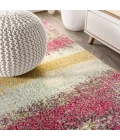 Contemporary POP Modern Abstract Vintage Cream/Pink 8 ft. x 10 ft. Area Rug