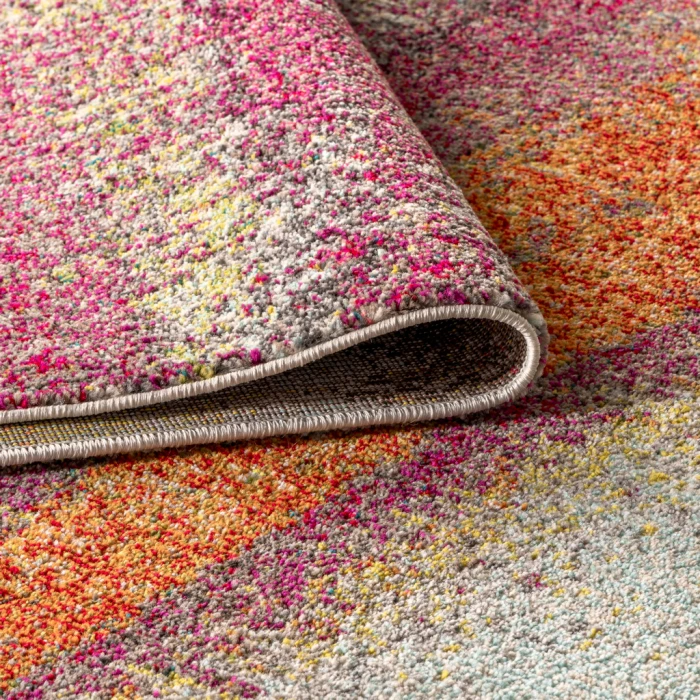 Contemporary POP Modern Abstract Vintage Cream/Pink 4 ft. x 6 ft. Area Rug