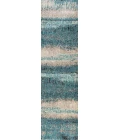 Contemporary POP Modern Abstract Vintage Cream/Turquoise 2 ft. x 8 ft. Runner Rug