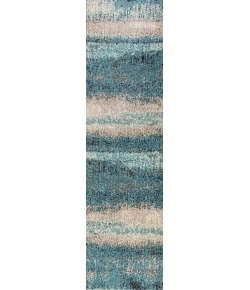 Jonathany Contemporary Pop CTP105C Cream/Turquoise Area Rug 2 ft. 3 in. X 8 ft. Runner