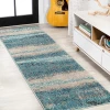 Jonathany Contemporary Pop CTP105C Cream/Turquoise Area Rug 2 ft. 3 in. X 8 ft. Runner