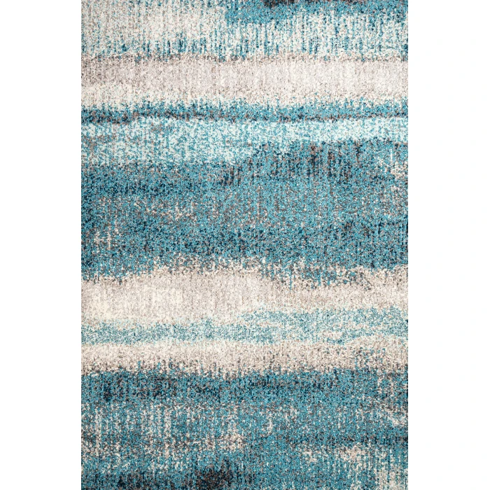 Contemporary POP Modern Abstract Vintage Cream/Turquoise 4 ft. x 6 ft. Area Rug
