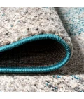 Contemporary POP Modern Abstract Vintage Cream/Turquoise 2 ft. x 8 ft. Runner Rug