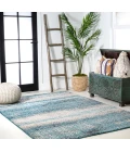 Contemporary POP Modern Abstract Vintage Cream/Turquoise 5 ft. x 8 ft. Area Rug