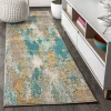 Jonathany Contemporary Pop CTP106A Blue/Brown/Orange Area Rug 2 ft. 3 in. X 8 ft. Runner