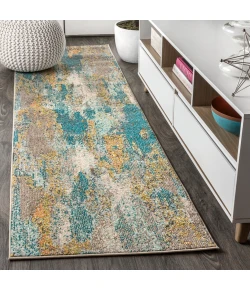 Jonathany Contemporary Pop CTP106A Blue/Brown/Orange Area Rug 2 ft. 3 in. X 8 ft. Runner