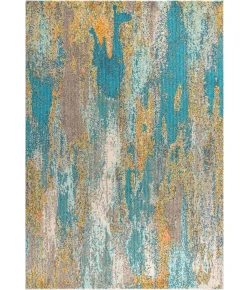 Jonathany Contemporary Pop CTP106A Blue/Brown/Orange Area Rug 7 ft. 9 in. X 10 ft. Rectangle