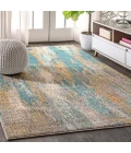Contemporary POP Modern Abstract Vintage Waterfall Blue/Brown/Orange 8 ft. x 10 ft. Area Rug