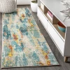 Jonathany Contemporary Pop CTP106B Blue/Cream/Yellow Area Rug 2 ft. 3 in. X 8 ft. Runner