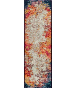 Jonathany Contemporary Pop CTP107A Cream/Blue Area Rug 2 ft. 3 in. X 8 ft. Runner