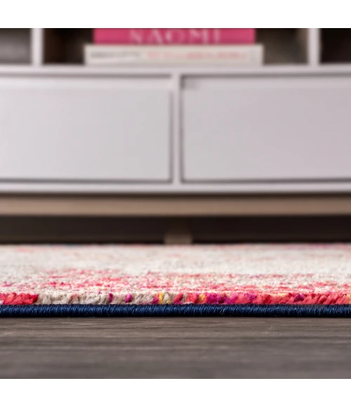 Contemporary POP Modern Abstract Vintage Waterfall Cream/Blue 2 ft. x 8 ft. Runner Rug