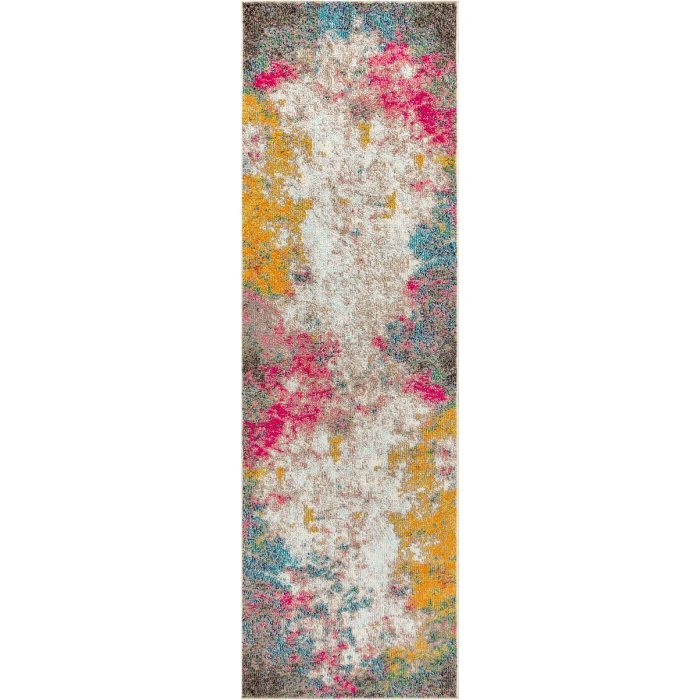 Contemporary POP Modern Abstract Yellow/Multi 2 ft. x 8 ft. Runner Rug
