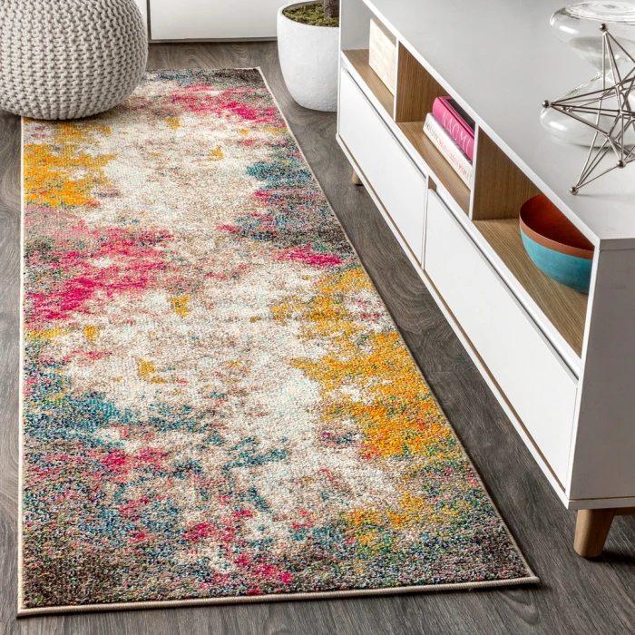 Contemporary POP Modern Abstract Yellow/Multi 2 ft. x 8 ft. Runner Rug