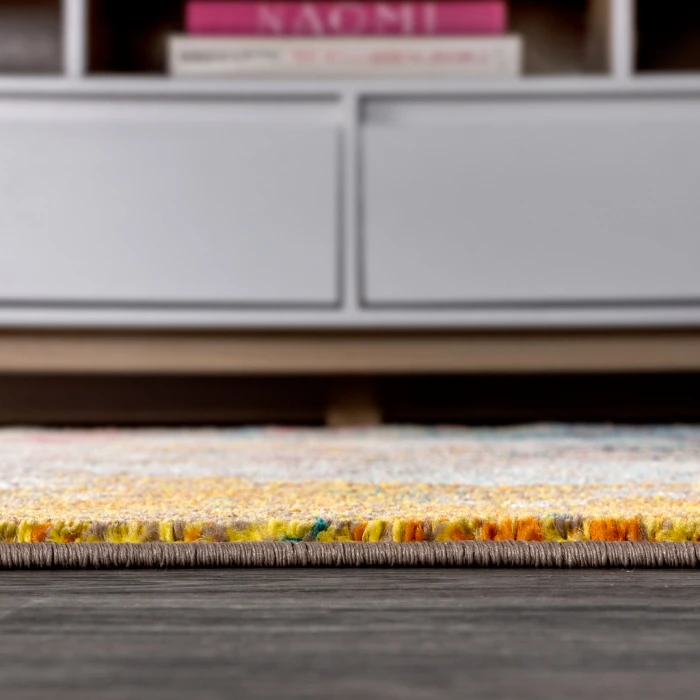 Contemporary POP Modern Abstract Yellow/Multi 2 ft. x 8 ft. Runner Rug