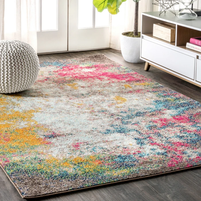 Contemporary POP Modern Abstract Yellow/Multi 5 ft. x 8 ft. Area Rug