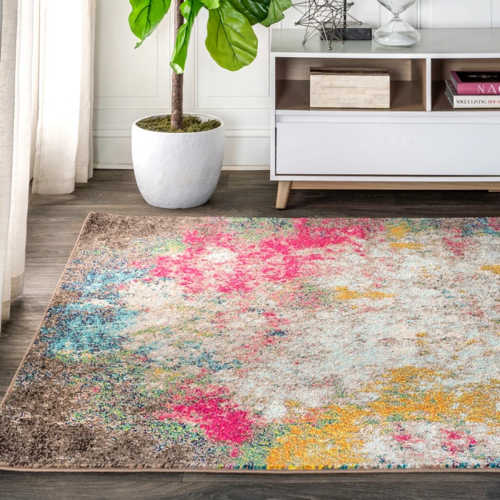 Contemporary POP Modern Abstract Yellow/Multi 5 ft. x 8 ft. Area Rug