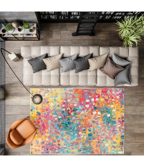 Contemporary POP Modern Abstract Multi/Yellow 8 ft. x 10 ft. Area Rug