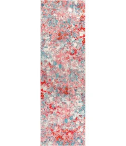 Jonathany Contemporary Pop CTP108B Blue/Red Area Rug 2 ft. 3 in. X 8 ft. Runner