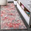 Jonathany Contemporary Pop CTP108B Blue/Red Area Rug 2 ft. 3 in. X 8 ft. Runner