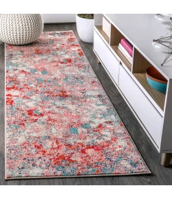 Jonathany Contemporary Pop CTP108B Blue/Red Area Rug 2 ft. 3 in. X 8 ft. Runner