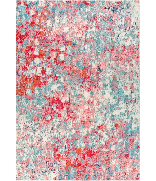 Contemporary POP Modern Abstract Blue/Red 4 ft. x 6 ft. Area Rug