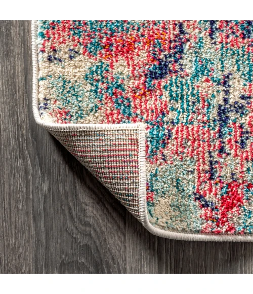 Contemporary POP Modern Abstract Blue/Red 4 ft. x 6 ft. Area Rug