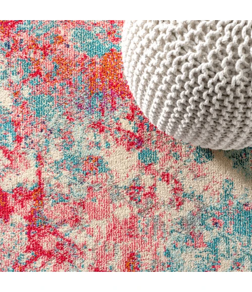 Contemporary POP Modern Abstract Blue/Red 4 ft. x 6 ft. Area Rug