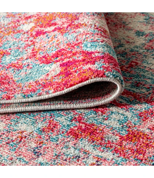 Contemporary POP Modern Abstract Blue/Red 4 ft. x 6 ft. Area Rug